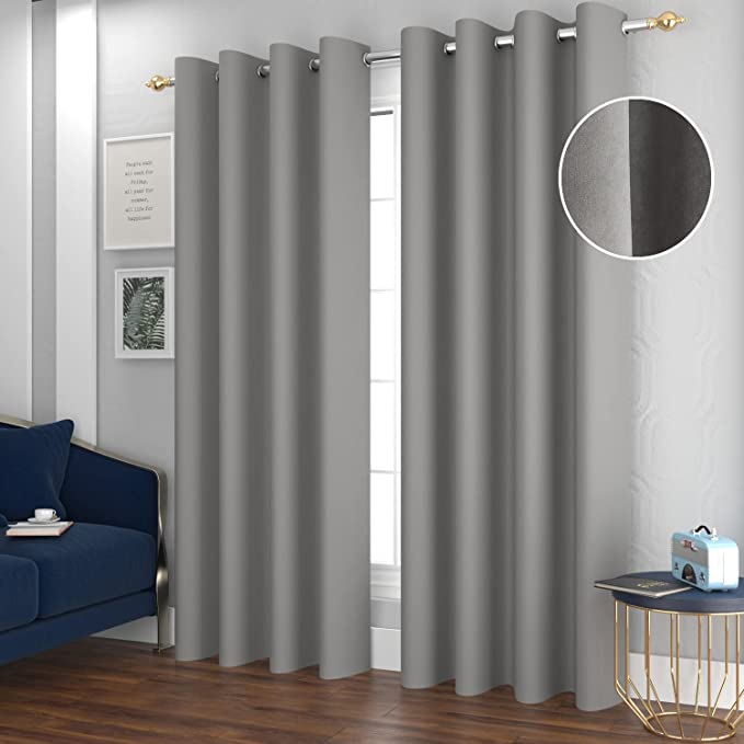 TIB Luxury Velvet 80% Blackout Curtain Grey -5 Ft 2 pcs