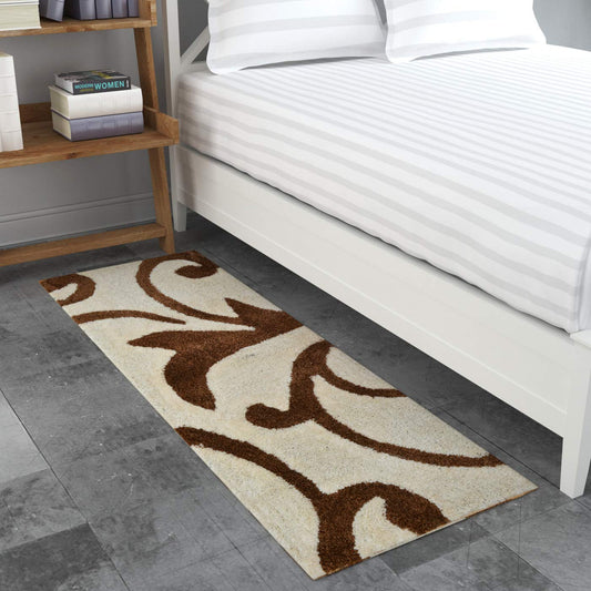 TIB® The Intellect Bazaar Shaggy Bedside Runner Home Floor Décor Rugs - Living, Dinning, Office, Rooms & Bedroom, Hallway Carpet (Cream Coffee)