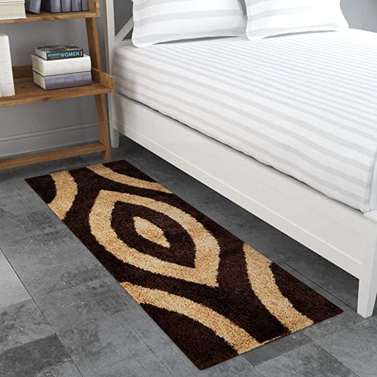 TIB® The Intellect Bazaar Shaggy Bedside Runner Home Floor Décor Rugs - Living, Dinning, Office, Rooms & Bedroom, Hallway Carpet (Cream Coffee)