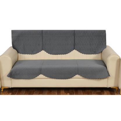 TIB The Intellect Bazaar Quilted Sofa Cover Set of 1 Seater | Velvet Sofa Cover 1 Seater | 2 Piece