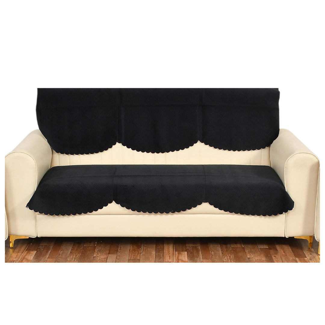 TIB The Intellect Bazaar Quilted Sofa Cover Set of 1 Seater | Velvet Sofa Cover 1 Seater | 2 Piece